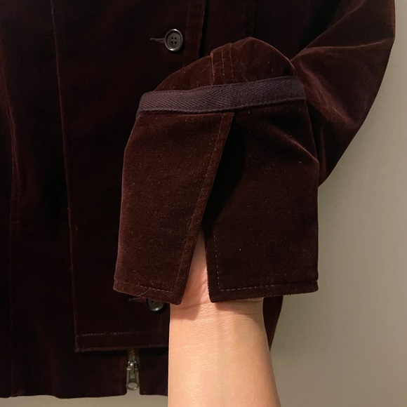 Theory Burgundy velvet Cropped jacket size 10 - Picture 5 of 11